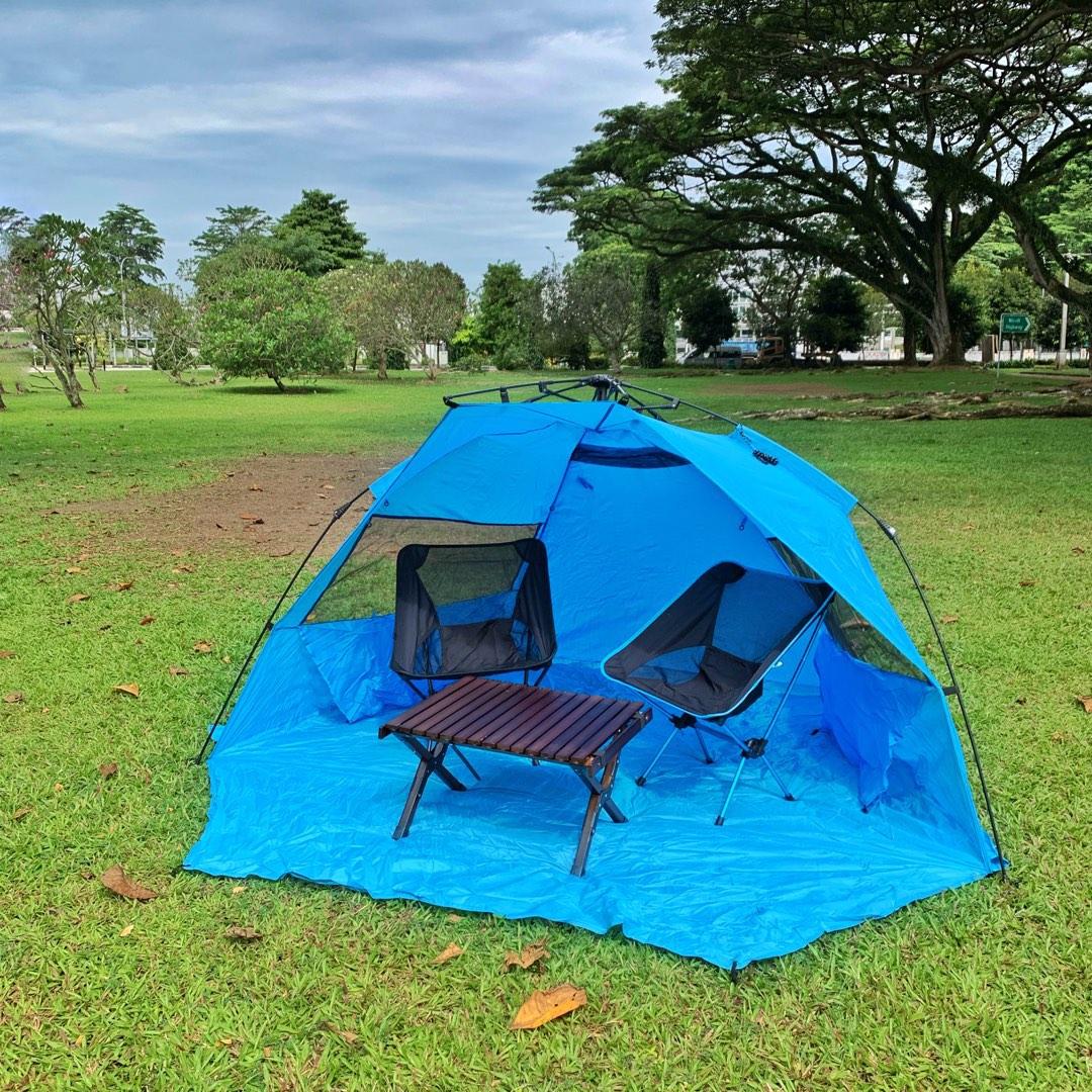 Camping Equipment, picnic table, tent, foldable chair, Trolly wagon