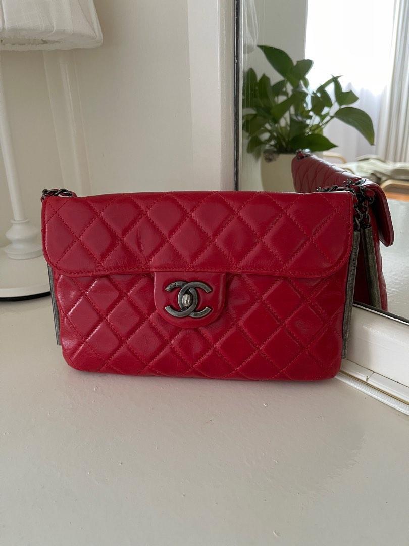 Red chanel flap sale bag