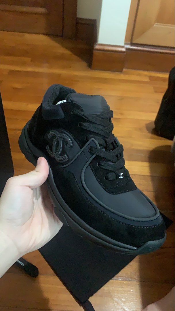 Chanel Suede full black sneaker, Women's Fashion, Footwear, Sneakers on  Carousell