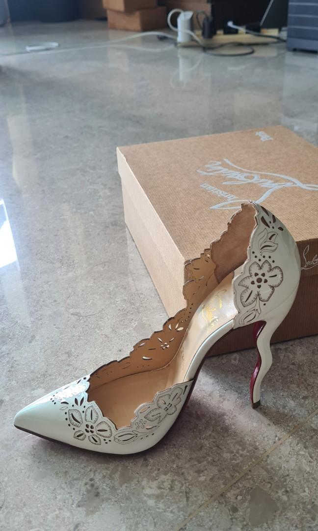 White heels cheap christian louboutin