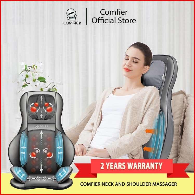 COMFIER Shiatsu Massager Chair Pad with Compress Rolling Kneading