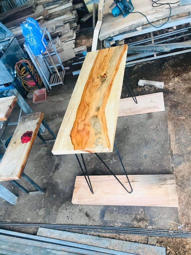 Console Table with Hairpin Legs (Category: Tables & Sets) located in Manila. Submitted by agnesdingescandor (Listing ID 1183203152, Image 2). Description: Console Table with Hairpin Legs Narra Solid Wood Whole Slab,No Joint .