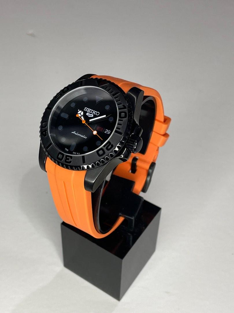 Custom Seiko Mod Orange/Black Submariner, Men's Fashion, Watches &  Accessories, Watches on Carousell