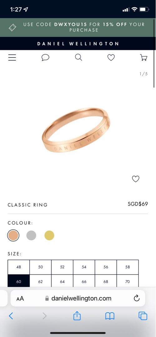daniel wellington rose gold ring
