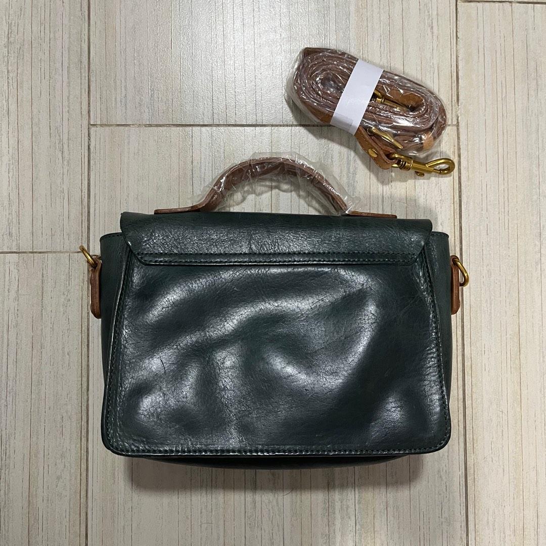 Deep Green Leather Cross Body Bag, Women's Fashion, Bags & Wallets