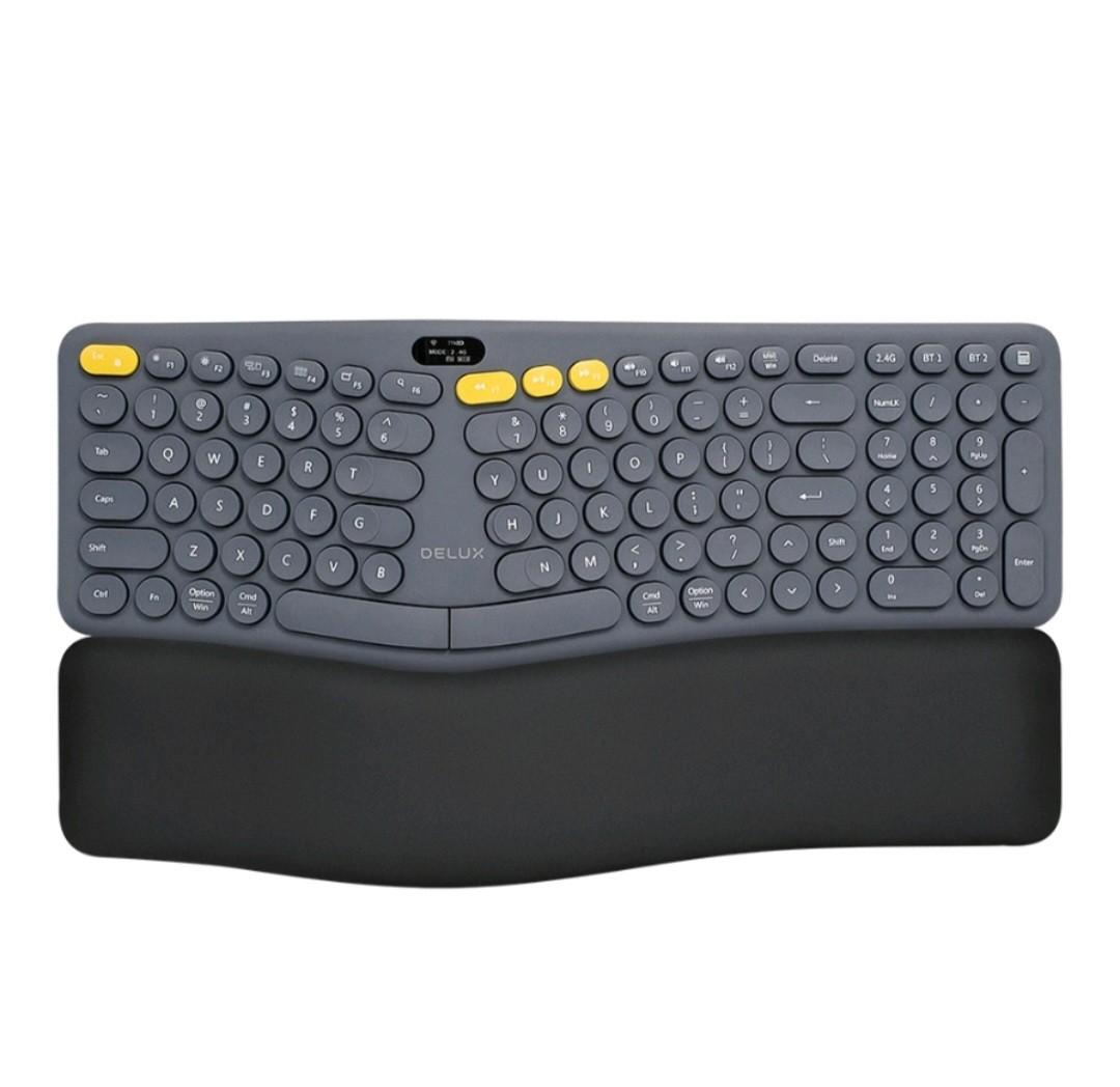 DELUX Wireless Ergonomic Keyboard Bluetooth 2.4G USB Split Keyboard ...