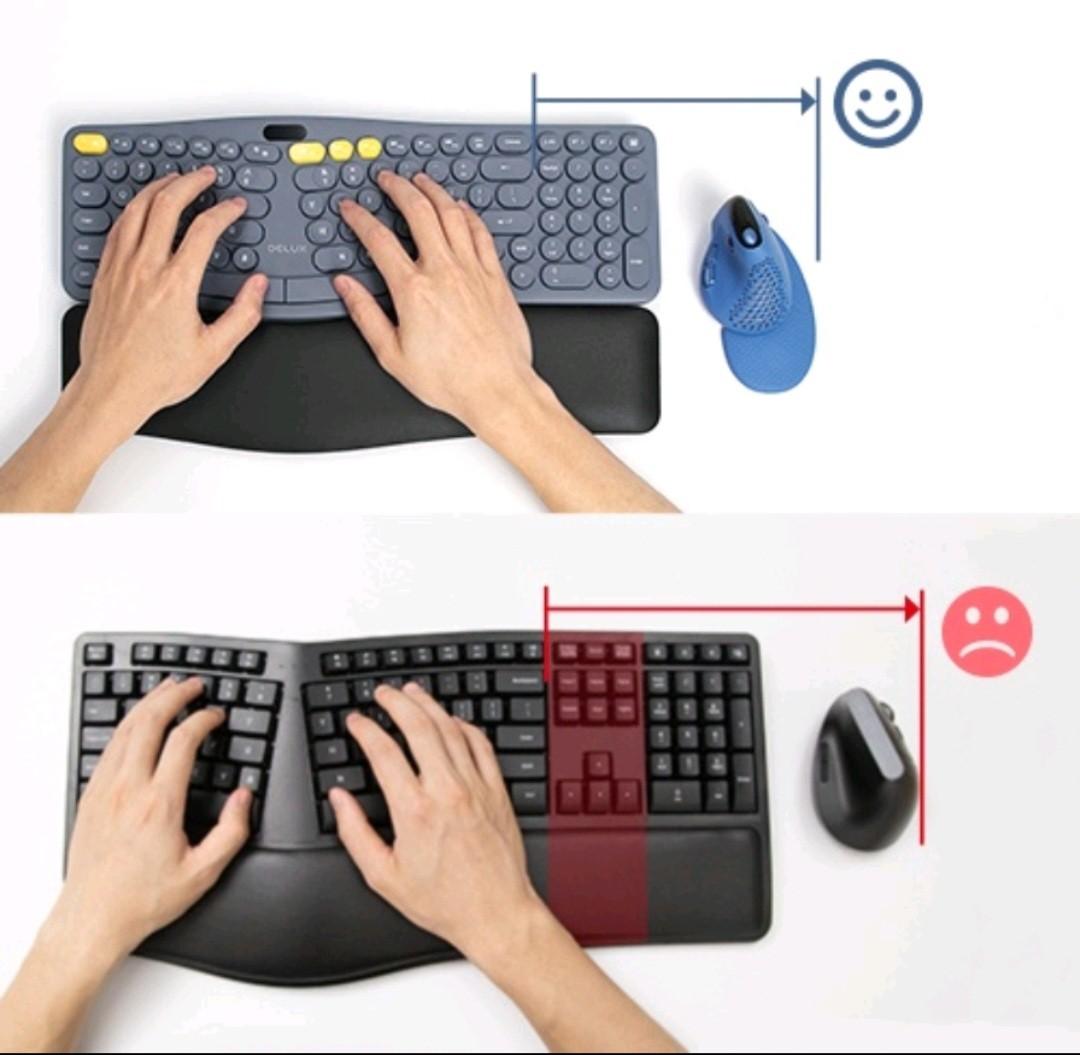 DELUX Wireless Ergonomic Keyboard Bluetooth 2.4G USB Split Keyboard ...