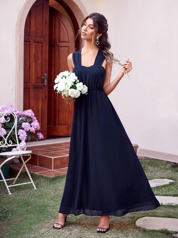Elegant navy blue bridesmaid dresses sale