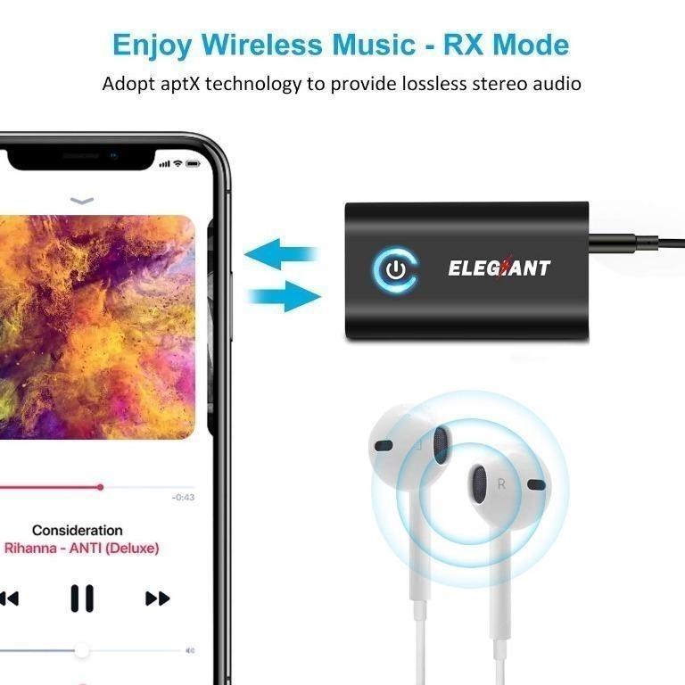 ELEGIANT BTI030 Wireless Audio Receiver Transmitter 2in1 Bluetooth Adapter with 3.5mm AUX