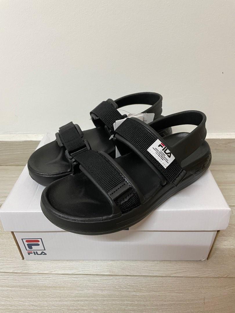 All black fila sandals outlet