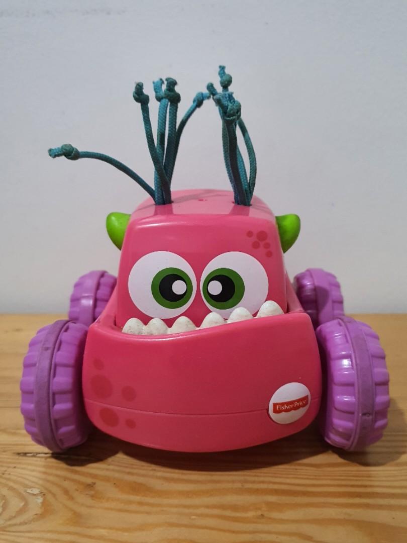 Fisher Price Press n Go Monster Truck Pink Mobil Mobilan Anak, Bayi
