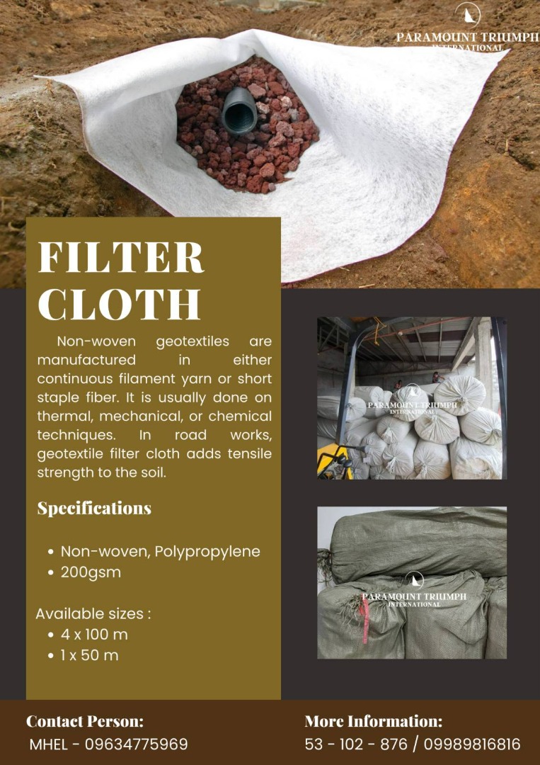 GEOTEXTILE FILTER CLOTH, Commercial & Industrial, Construction