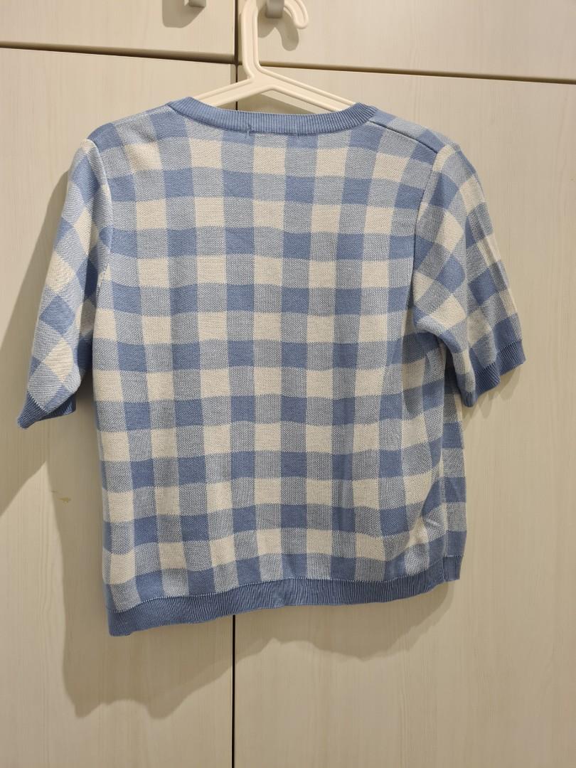 Gingham cardigan sales