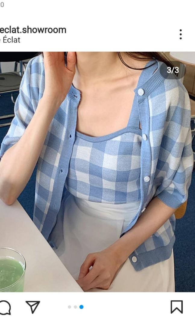 Gingham cardigan Women s Fashion Coats Jackets and Outerwear on