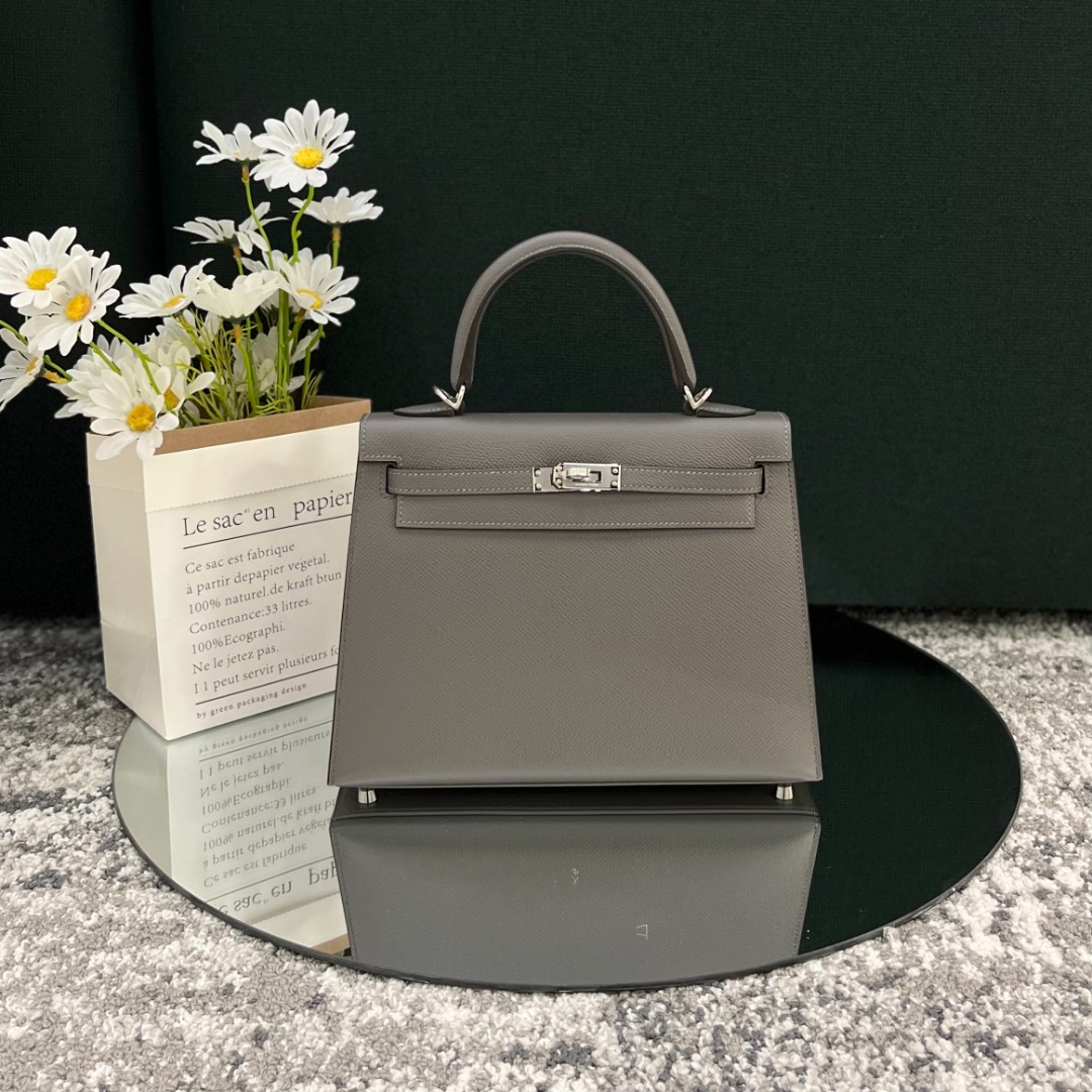 Hermés Kelly 25cm Gris Meyer Veau Togo PHW