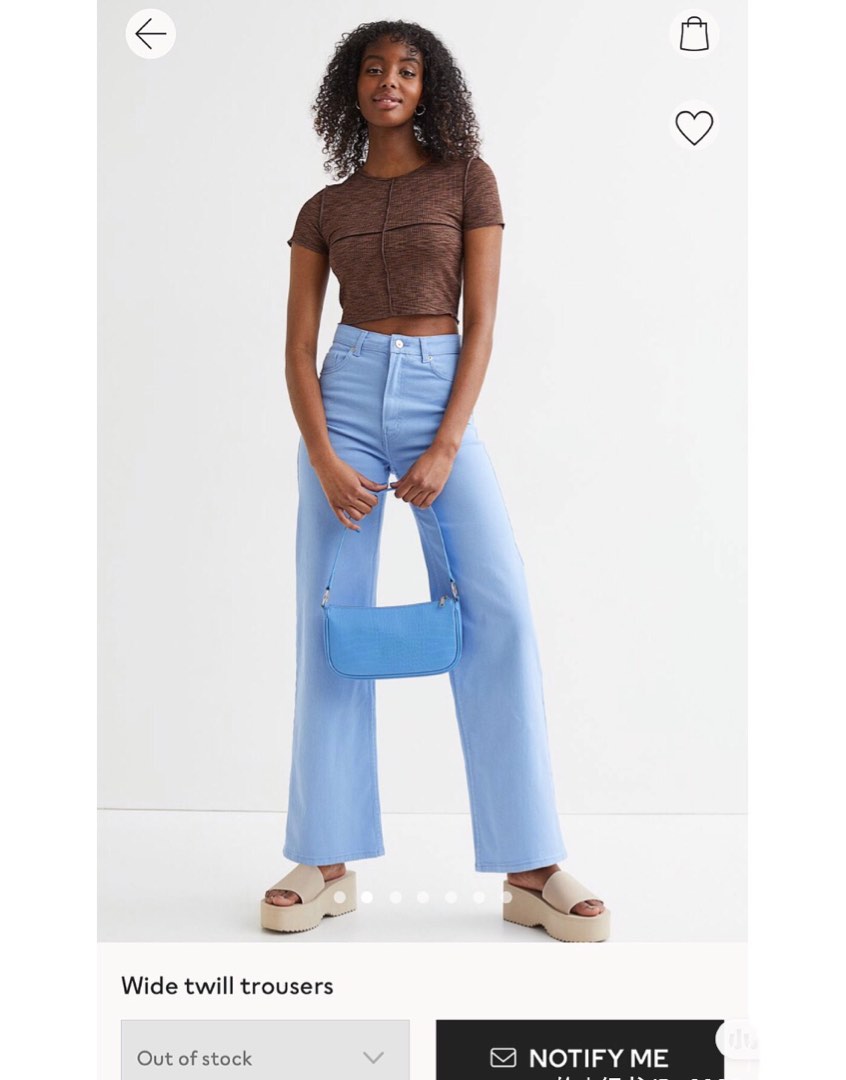 H M High Waist Wide Twill Trouser Jeans