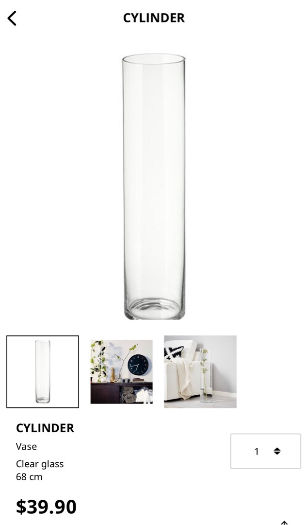 IKEA Cylinder Glass Vase, Furniture & Home Living, Home Decor, Vases