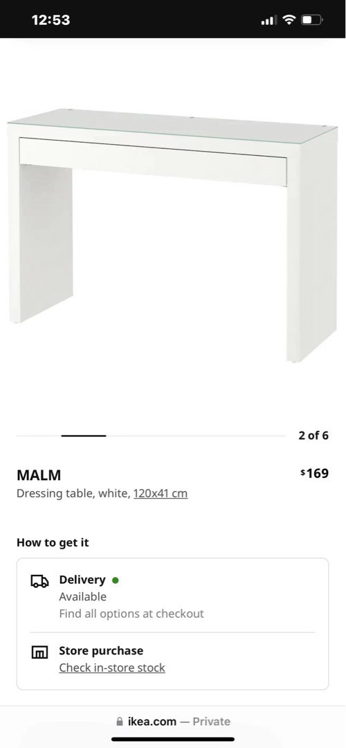 Ikea MALM dressing table with glass top, Furniture & Home Living