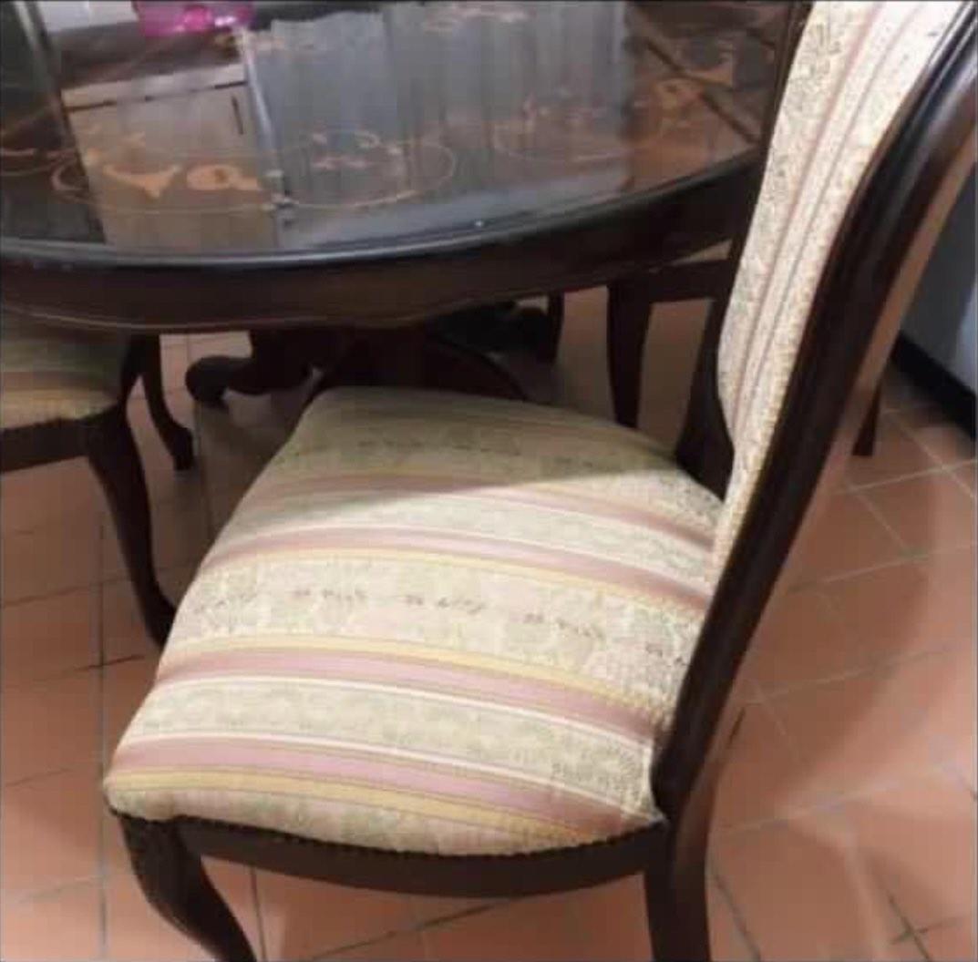 Italian Solid Wood Round Dining Table with Chairs, Furniture & Home Living, Furniture, Tables