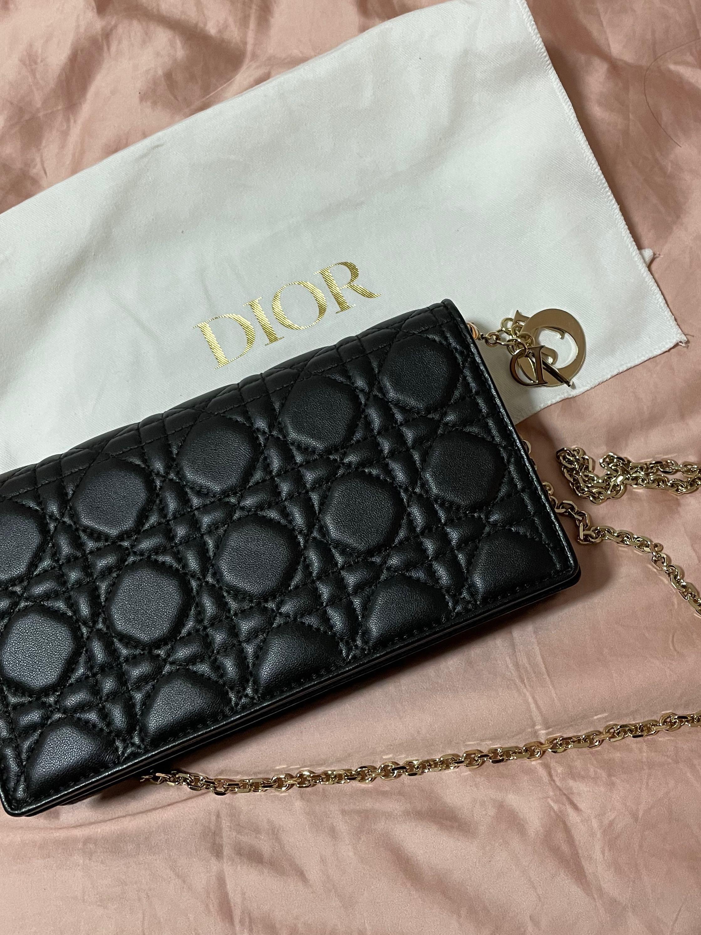Lady dior pouch black cannage sales lambskin
