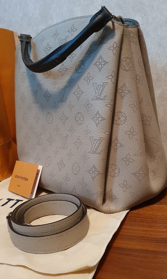 Louis Vuitton Babylone Mahina Pm Galet Beige Leather Hobo Bag