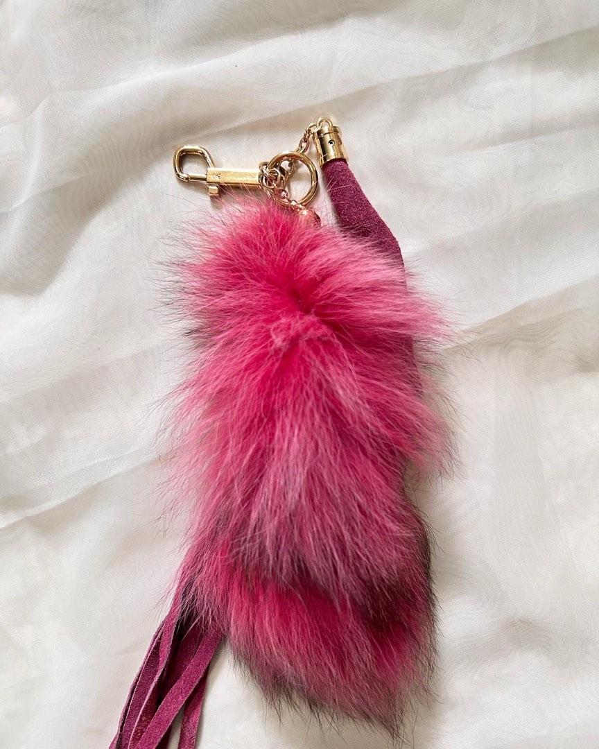 LOUIS VUITTON XL FOXY BIJOUX Pink Real Fox Tail & Fringe Tassel Bag GHW  CHARM!