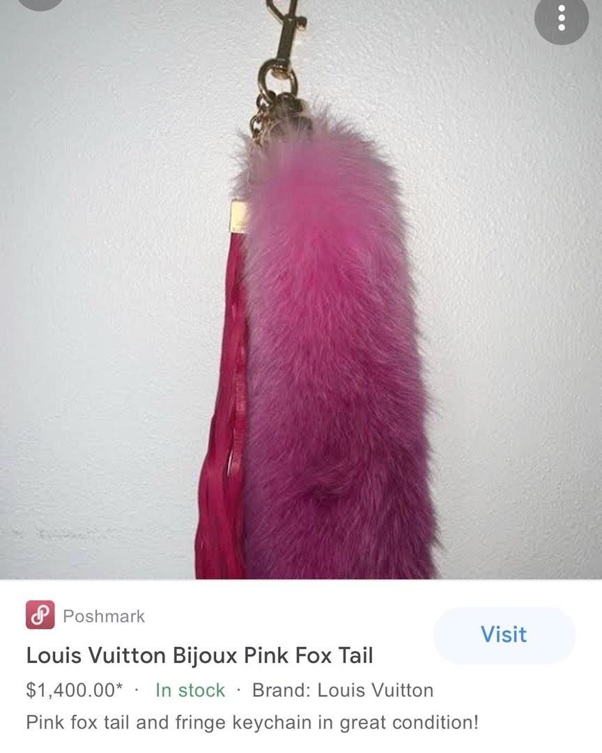 100% AUTHENTIC LOUIS VUITTON REAL PINK FOX TAIL BAG CHARM KEY FOB FOXY  BIJOUX