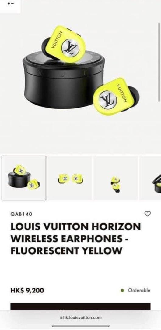 Louis Vuitton Wireless Earphone QAB140 Horizon Earbuds Fluorescent Yellow  W/Box
