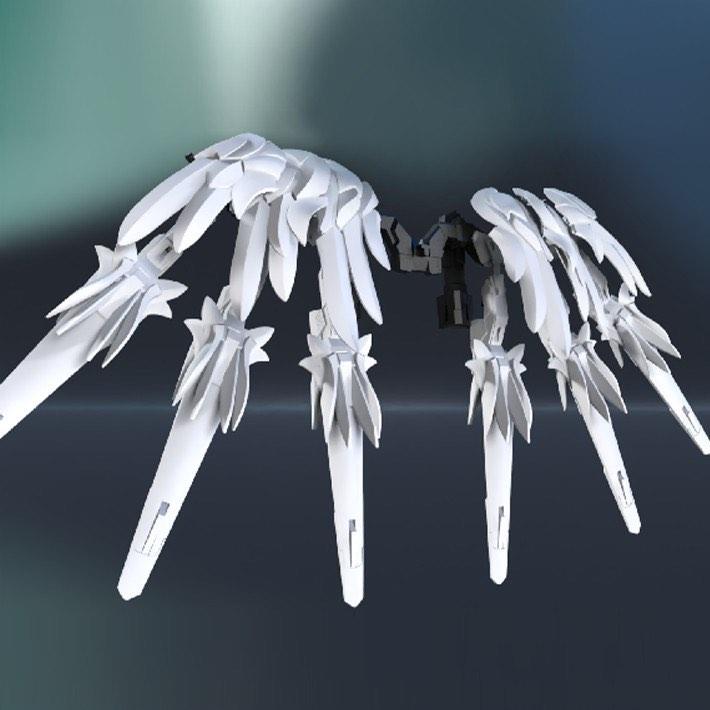 MG Wing Gundam Snow White Prelude Seraphim Binder + Feathers effect
