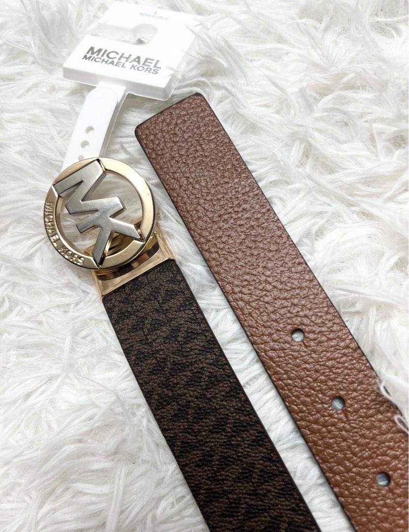 Michael Kors Women's Twist Reversible 30mm MK Logo Leather Belt