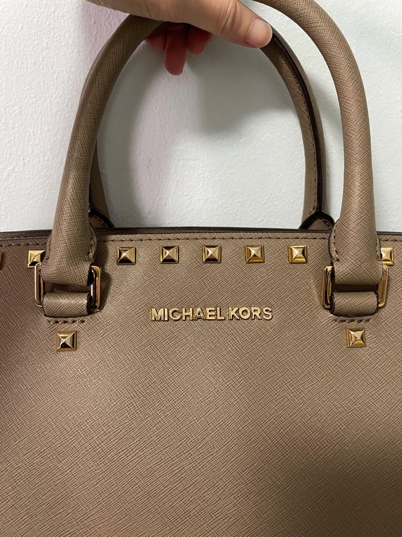 Michael Kors Selma Stud Medium Top Zip Satchel Electric Blue/Gold