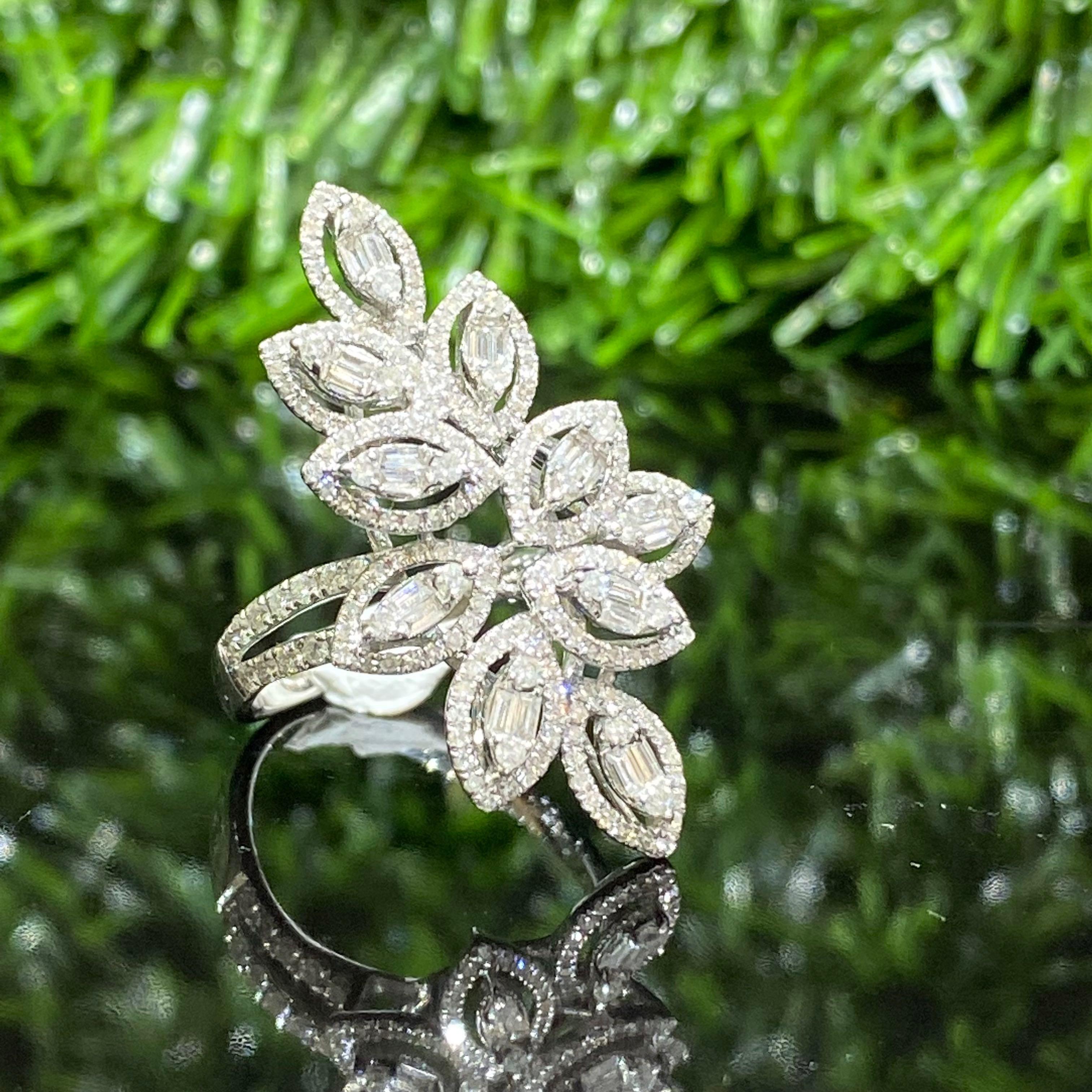 Diamond ring shop leaf design