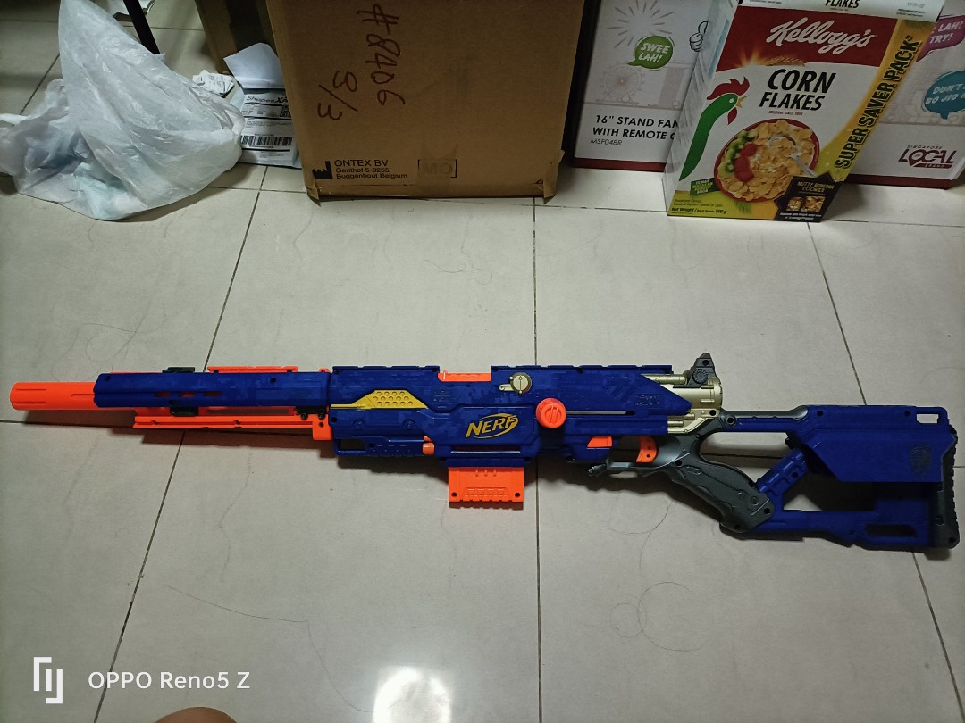 NERF N-Strike Custom Sniper Longstike CS-6 Rifle Blaster Jolt Extras Dart  Foam