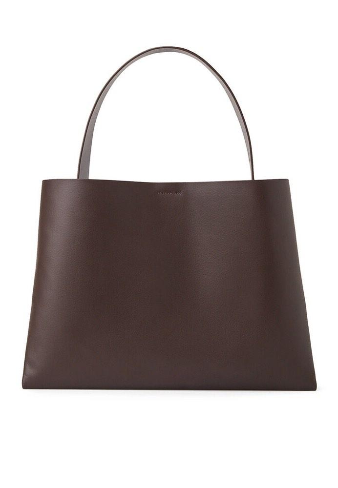 NEW COS Folded Leather Large Shoulder Bag in Dark Brown (100 Leather