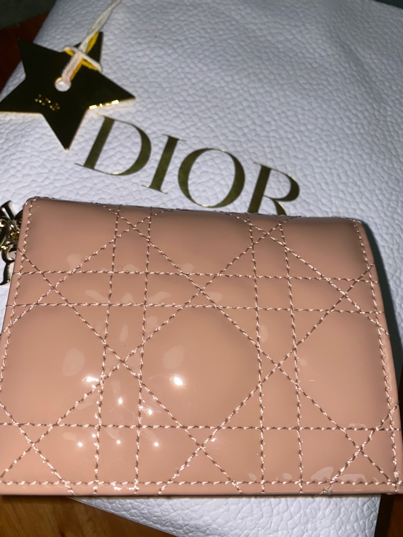 Christian Dior Lady Dior LotusColored Cannage Lambskin Compact Wallet   STYLISHTOP  islamiyyatcom