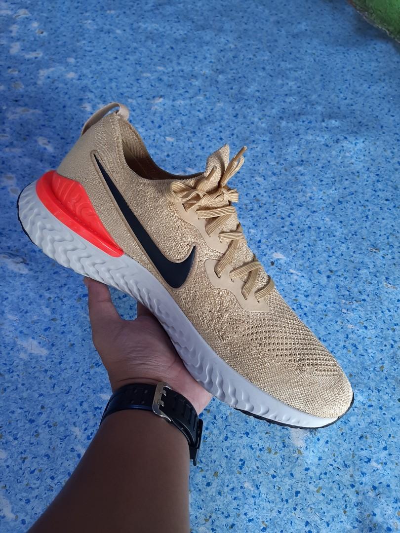 Nike Epic React Flyknit 2 Club Gold Black Red Orbit 12.5 US
