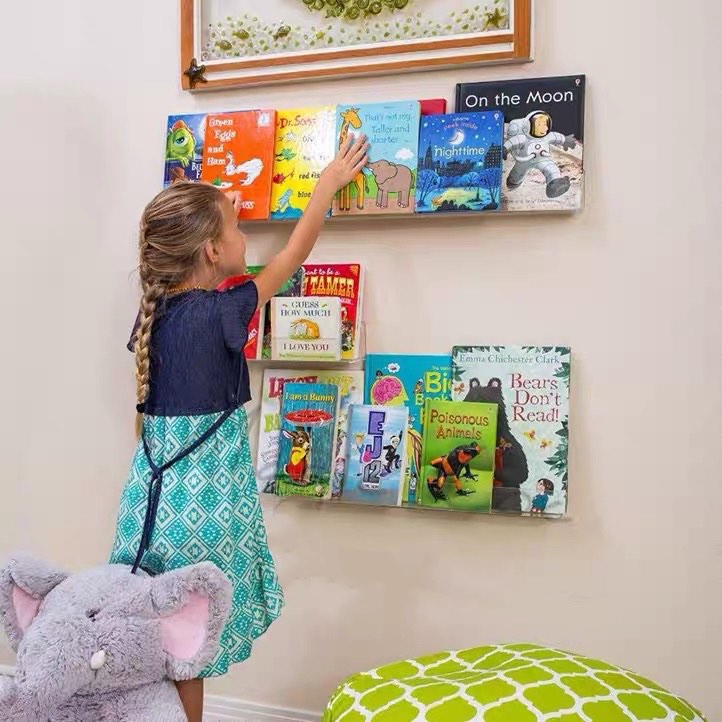 NoDrill Acrylic Bookshelves Floating Invisible SeeThrough Shelf Books