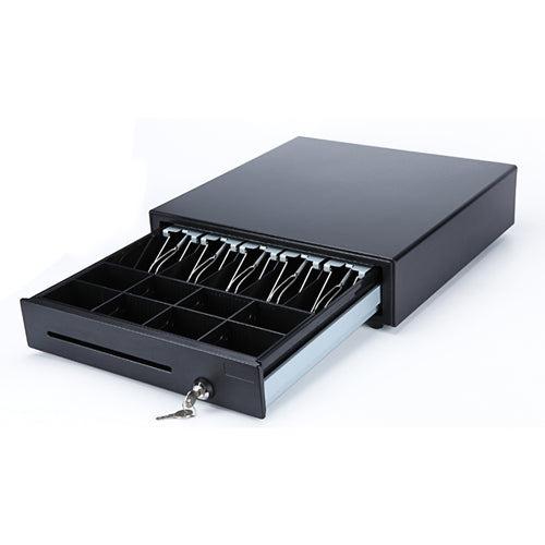 POS Cash Drawer with Bell (Category: Office & Business Technology) located in Quezon City. Submitted by sheffreyitsolutions (Listing ID 140057165, Image 1). Description: Description Solenoid unit with 9V/12V/24V Epson standard RJ11/RJ12 connector Thick gauge cold rolled steel & SECC Adjustable Cash/Coin Slot & Metal Wire Gripper 410(W) x 420(D) x 100(H) mm website: www.sheffrey.org facebook page: www.facebook.com/sheffreyitsolutions.