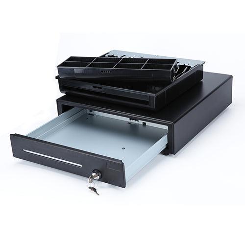 POS Cash Drawer with Bell (Category: Office & Business Technology) located in Quezon City. Submitted by sheffreyitsolutions (Listing ID 140057165, Image 2). Description: Description Solenoid unit with 9V/12V/24V Epson standard RJ11/RJ12 connector Thick gauge cold rolled steel & SECC Adjustable Cash/Coin Slot & Metal Wire Gripper 410(W) x 420(D) x 100(H) mm website: www.sheffrey.org facebook page: www.facebook.com/sheffreyitsolutions.