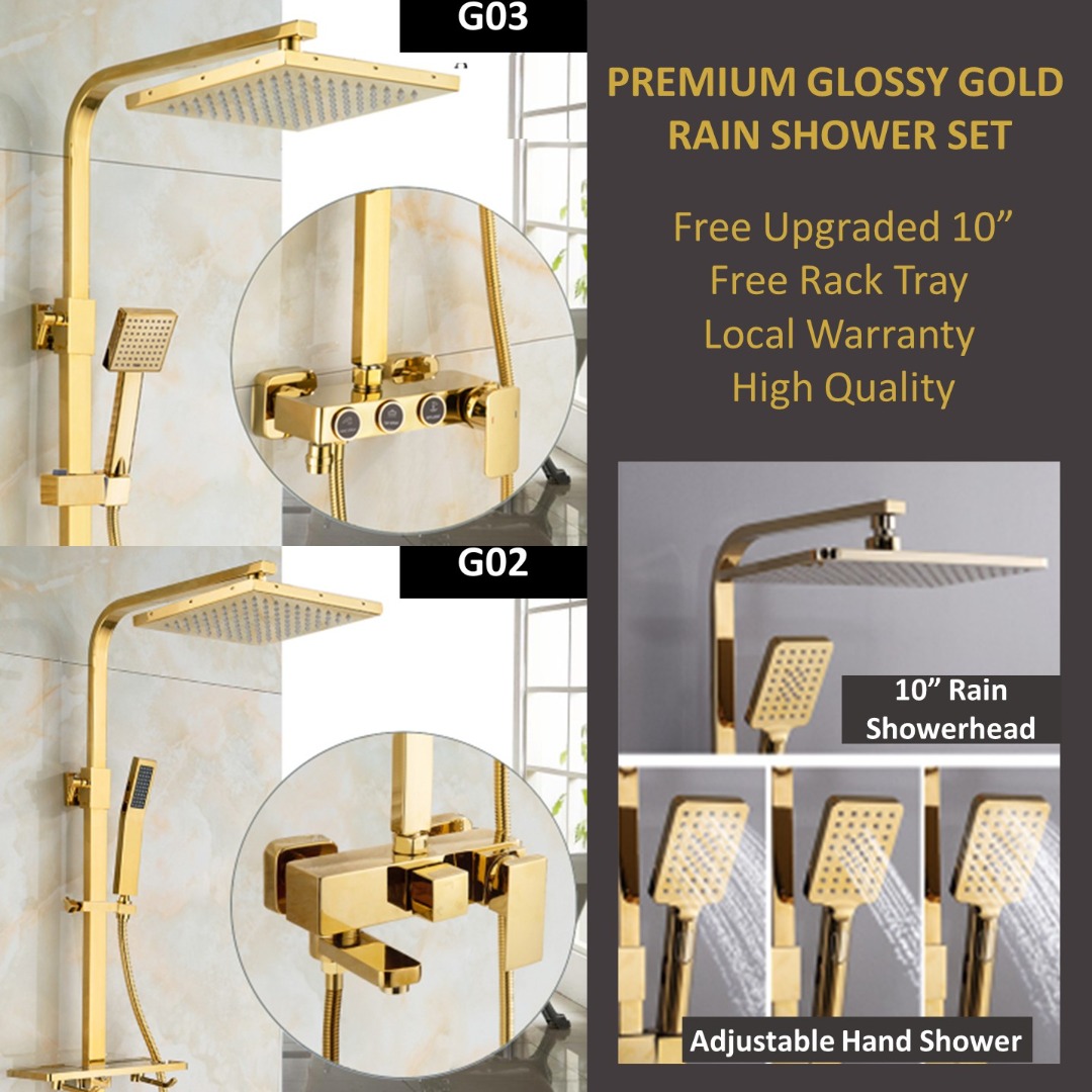 Premium Glossy Gold Rain Shower Set / Gold Rainshower / Gold shower set