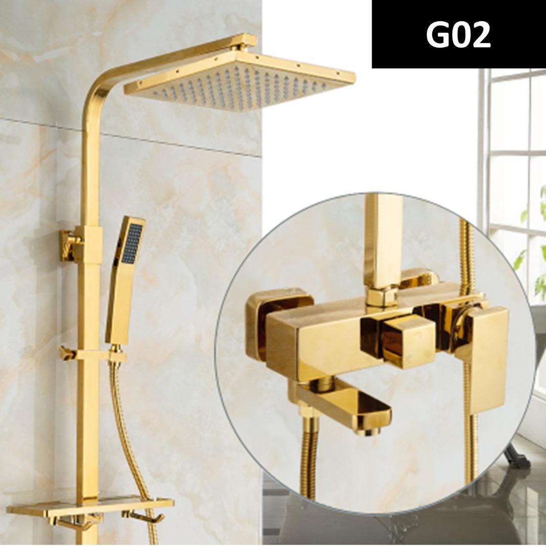 Premium Glossy Gold Rain Shower Set / Gold Rainshower / Gold shower set