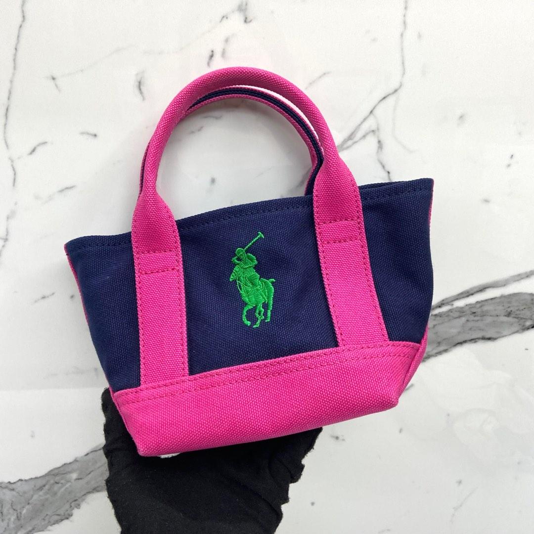 RALPH LAUREN BLUE PINK MINI CANVAS TOTE BAG 227017947 £, Women's Fashion,  Bags & Wallets, Tote Bags on Carousell
