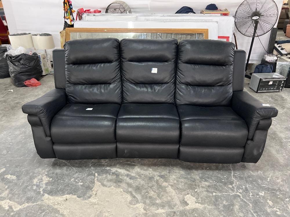 Recliner 3seater Leather Sofa Black Colour / Sofa Kulit 3 tempat duduk