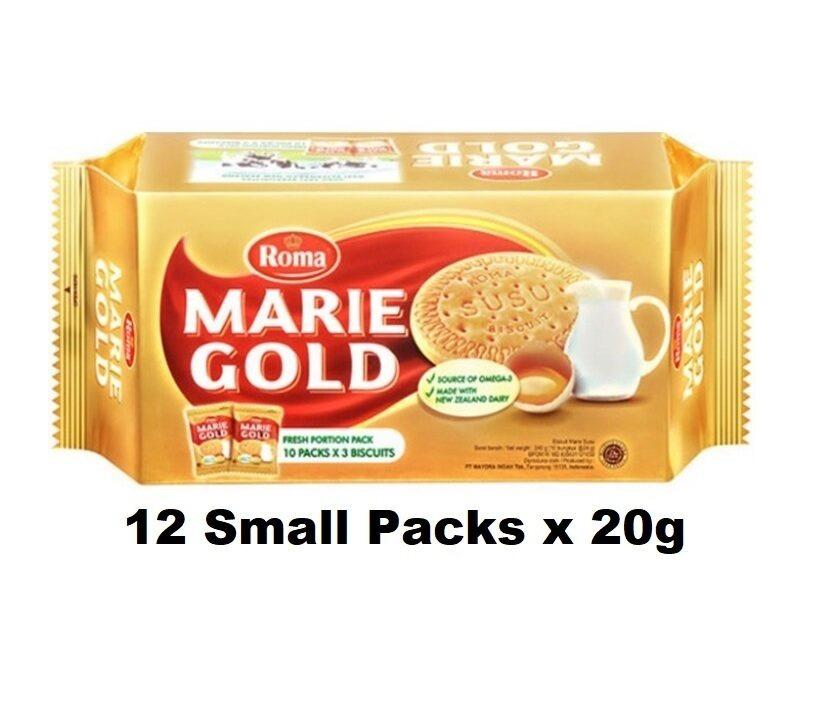 Roma MARIE GOLD Biscuit 12 sachet x 20g Halal, Food & Drinks, Packaged & Instant Food on Carousell