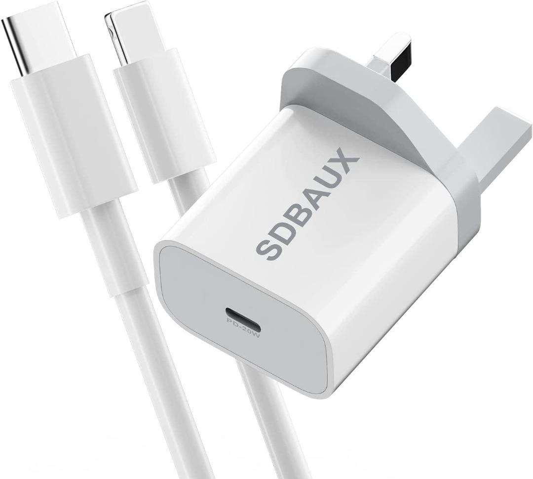 SDBAUX 20W USB C Wall Charger, USB C Plug Fast Charge with 1M USB C to