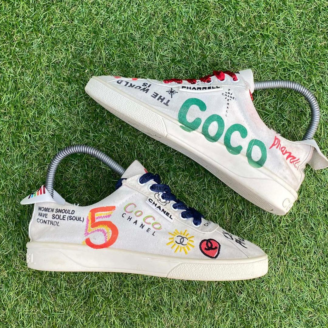 Sepatu Chanel Sneakers Pharrell White Multi Color Second