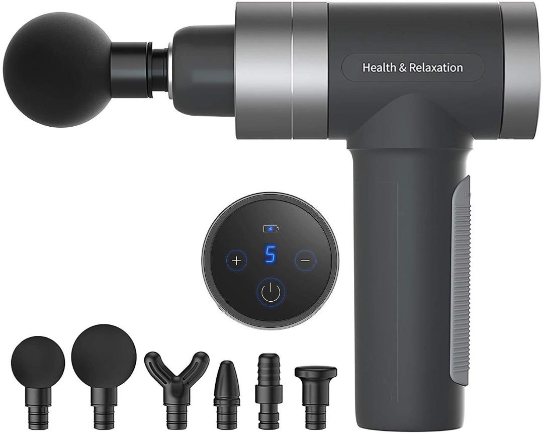 SMRACK USB Power LCD Electric Massage Gun 4 Heads 6000mAh Vibration