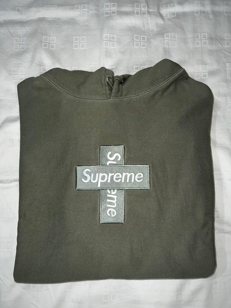 Supreme olive box top logo hoodie