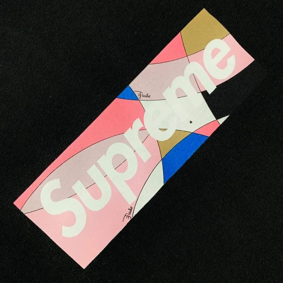 Supreme SS21 Box Logo x Emilio Pucci (Category: Tshirts & Polo Shirts ) located in Alaminos. Submitted by benta_stashed (Listing ID 1183188829, Image 1). Description: Supreme SS21 Box Logo x Emilio Pucci Size: Small fits big Condition: 9.5/10 no crackprints Dimension: 28" length x 20" width.