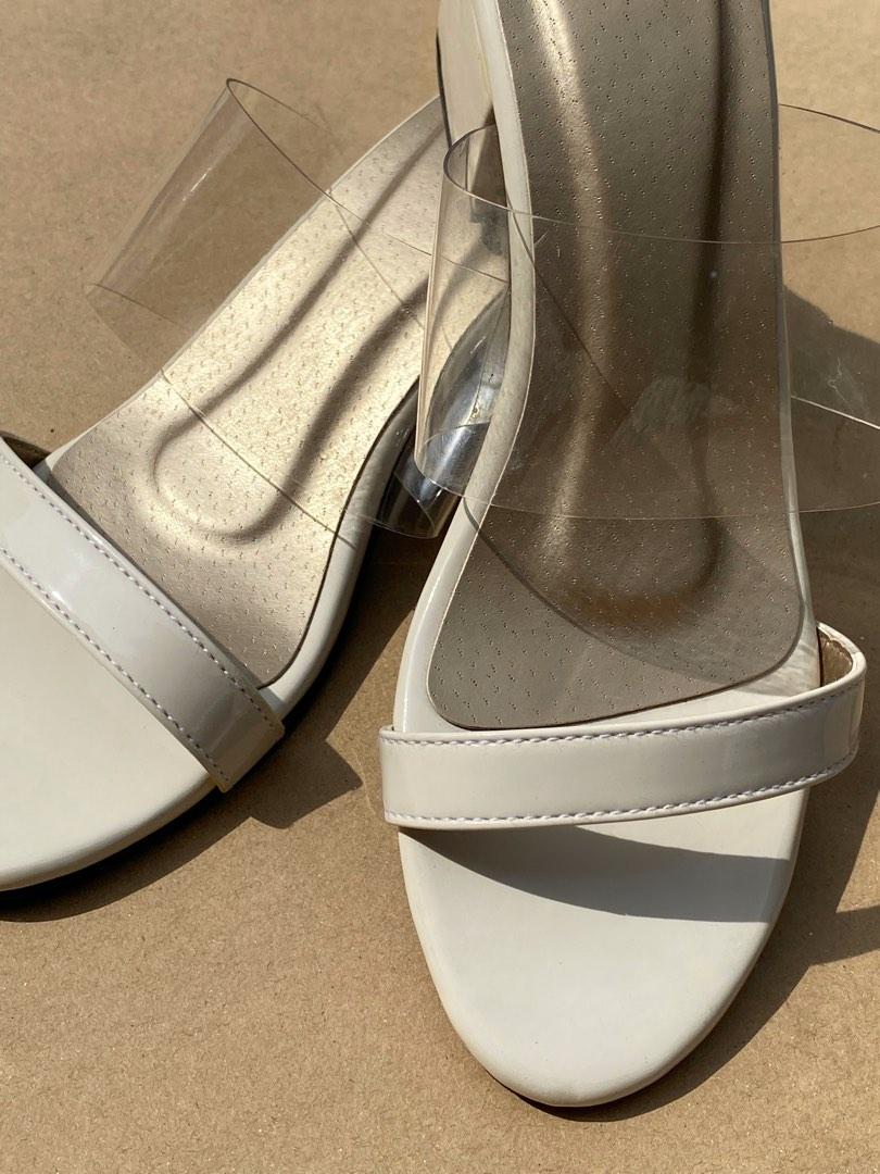 black transparent block heels